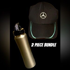 Mercedes-Benz Motors Stainless Steel w/Pop Up Straw Travel Water Bottle/ Cap Hat